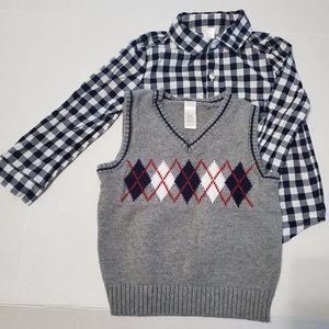 Toddler Boy's 2-n-1 Shirt & Sweater Vest